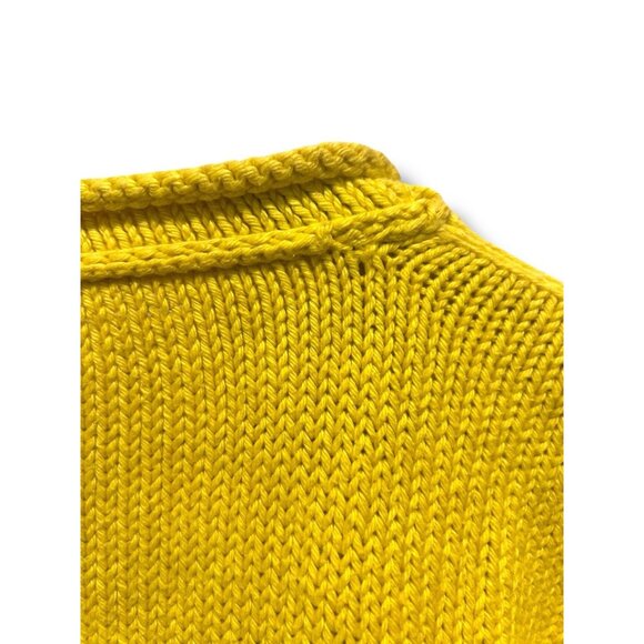 Pure Handknit Yellow Cotton Button Detail Sweater L/XL Hand Knit Canada Thailand - Picture 10 of 14